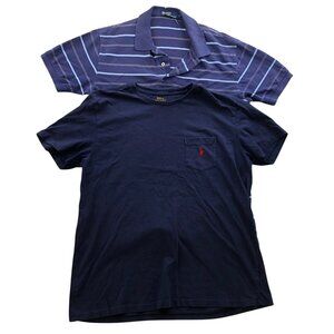 Polo Ralph Lauren Mens Shirts Large Lot Of Two Striped Polo & Pocket Tee Casual